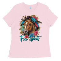 Bubblegum Pink free spirit quarter horse floral Ladies Tee - LillyAllenDesigns
