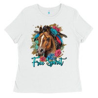 White free spirit quarter horse floral Ladies Tee - LillyAllenDesigns