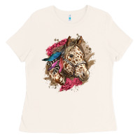 Bone Floral Appaloosa Horse With Feathers Ladies Tee - LillyAllenDesigns