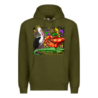 Army Green mardi gras pelican crawfish crocodile Premium Hoodie - OliviaCreatesArt