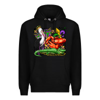 Black mardi gras pelican crawfish crocodile Premium Hoodie - OliviaCreatesArt