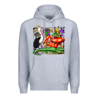 Heather Grey mardi gras pelican crawfish crocodile Premium Hoodie - OliviaCreatesArt