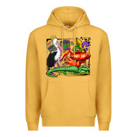 Mustard mardi gras pelican crawfish crocodile Premium Hoodie - OliviaCreatesArt