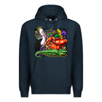Navy mardi gras pelican crawfish crocodile Premium Hoodie - OliviaCreatesArt