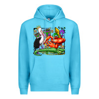 Ocean Blue mardi gras pelican crawfish crocodile Premium Hoodie - OliviaCreatesArt
