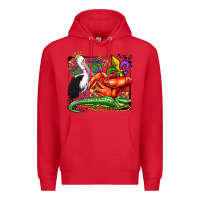 Red mardi gras pelican crawfish crocodile Premium Hoodie - OliviaCreatesArt