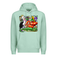 Seafoam mardi gras pelican crawfish crocodile Premium Hoodie - OliviaCreatesArt