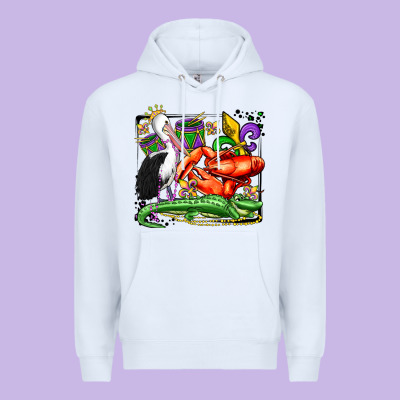 Mardi Gras Pelican Crawfish Crocodile Premium Hoodie Designed By Oliviacreatesart