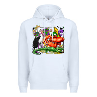 White mardi gras pelican crawfish crocodile Premium Hoodie - OliviaCreatesArt