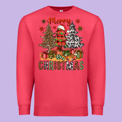 Merry Christmas With Western Trees Bbs Premium Sweatshirt Designed By Bundleandbundleshop
