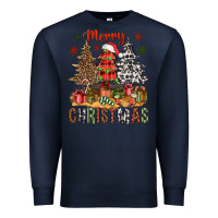 Navy merry christmas with western trees bbs Premium Sweatshirt - BundleAndBundleShop