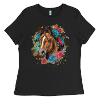Black quarter horse floral Ladies Tee - LillyAllenDesigns