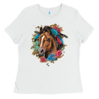 White quarter horse floral Ladies Tee - LillyAllenDesigns