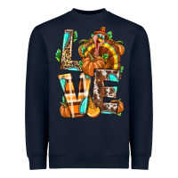 Navy Love Turkey Thanksgiving Heavyweight Sweatshirt - texasbilliewilder