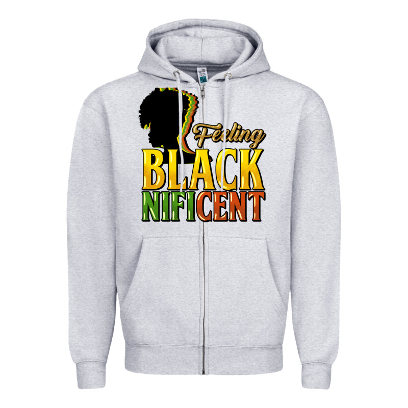 Feeling Blacknificent Zipper Hoodie by HowdyJamesFarm | Teevron