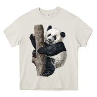 Cream Giant Panda Heavy Core Tee - LillyAllenDesigns
