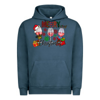 Pigment Midnight Navy Merry Christmas Urban Hoodie - CowhideDigitalArt