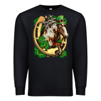 Black Horse with horseshoe st patricks day Premium Sweatshirt - FaDigitalArtStudio