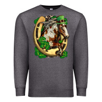 Charcoal Heather Horse with horseshoe st patricks day Premium Sweatshirt - FaDigitalArtStudio