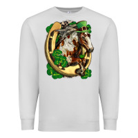Dove Grey Horse with horseshoe st patricks day Premium Sweatshirt - FaDigitalArtStudio