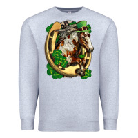 Heather Grey Horse with horseshoe st patricks day Premium Sweatshirt - FaDigitalArtStudio