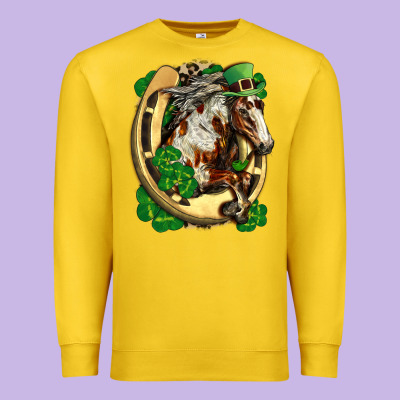 Horse With Horseshoe St Patricks Day Premium Sweatshirt Designed By Fadigitalartstudio
