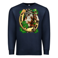 Navy Horse with horseshoe st patricks day Premium Sweatshirt - FaDigitalArtStudio