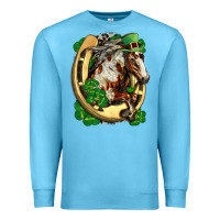Ocean Blue Horse with horseshoe st patricks day Premium Sweatshirt - FaDigitalArtStudio