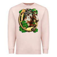 Pale Pink Horse with horseshoe st patricks day Premium Sweatshirt - FaDigitalArtStudio