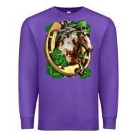 Purple Horse with horseshoe st patricks day Premium Sweatshirt - FaDigitalArtStudio