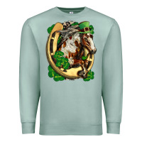 Seafoam Horse with horseshoe st patricks day Premium Sweatshirt - FaDigitalArtStudio