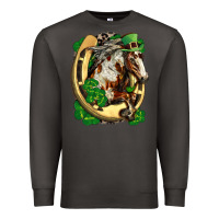 Smoke Horse with horseshoe st patricks day Premium Sweatshirt - FaDigitalArtStudio