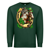 Sports Green Horse with horseshoe st patricks day Premium Sweatshirt - FaDigitalArtStudio