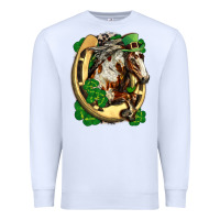 White Horse with horseshoe st patricks day Premium Sweatshirt - FaDigitalArtStudio