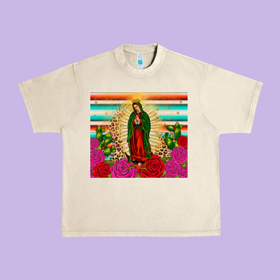 Our Lady Of Guadalupe Cactus Leopard Urban Heavy Tee Designed By Jahusdesignshop