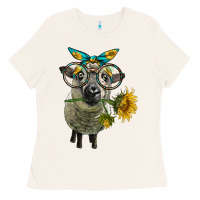 Bone cute hempshire sheep with eyeglasses Ladies Tee - LillyAllenDesigns