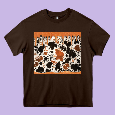 Cowhide Dripping Glitter Tumbler Heavy Core Tee Designed By Jasminsmagicworld