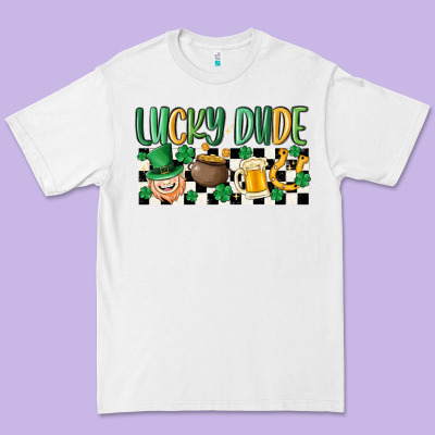 Lucky Dude Premium Tee Designed By Maliassmallbusiness
