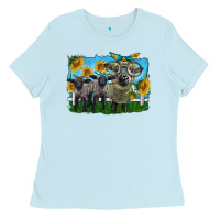 Baby Blue cute hempshire sheep family Ladies Tee - LillyAllenDesigns
