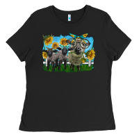 Black cute hempshire sheep family Ladies Tee - LillyAllenDesigns