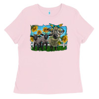 Bubblegum Pink cute hempshire sheep family Ladies Tee - LillyAllenDesigns