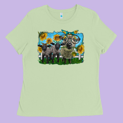 Cute Hempshire Sheep Family Ladies Tee Designed By Lillyallendesigns