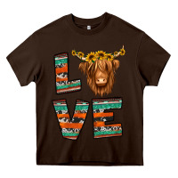 Chocolate Brown love highland cow Heavy Core Tee - Jasminsmagicworld
