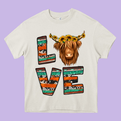 Love Highland Cow Heavy Core Tee Designed By Jasminsmagicworld