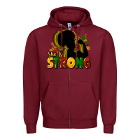Burgundy She is strong Black History Zipper Hoodie - HowdyJamesFarm