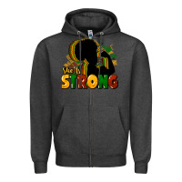Charcoal Heather She is strong Black History Zipper Hoodie - HowdyJamesFarm