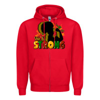 Red She is strong Black History Zipper Hoodie - HowdyJamesFarm