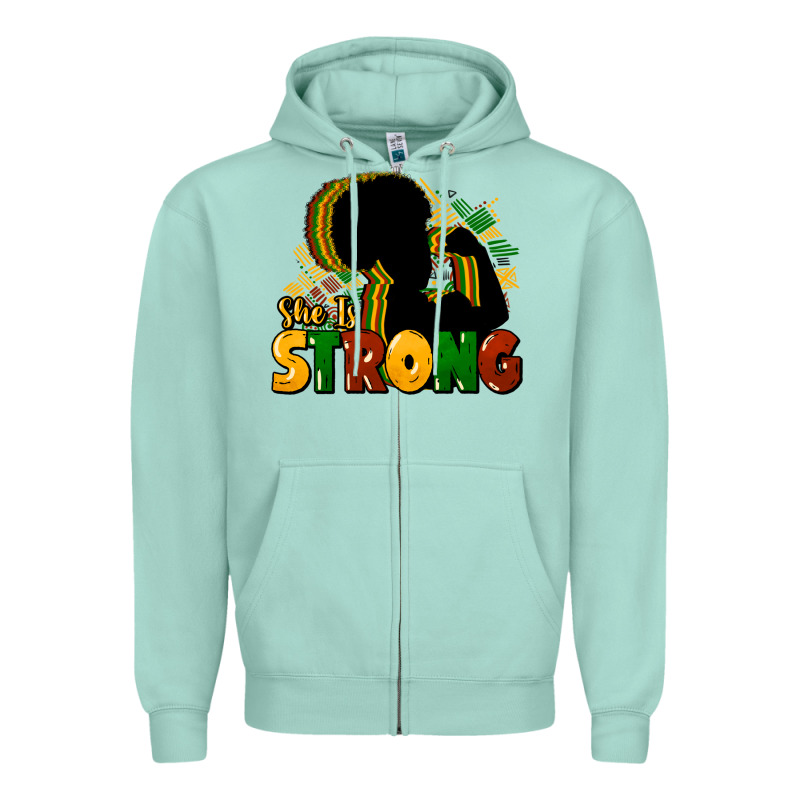 She Is Strong Black History Zipper Hoodie by HowdyJamesFarm | Teevron