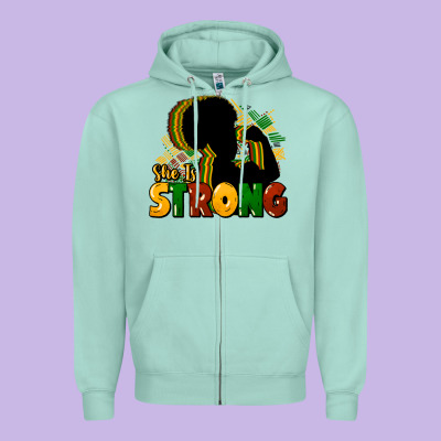 She Is Strong Black History Zipper Hoodie Designed By Howdyjamesfarm