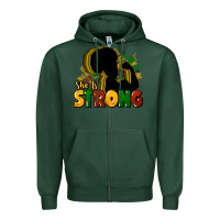 Sports Green She is strong Black History Zipper Hoodie - HowdyJamesFarm